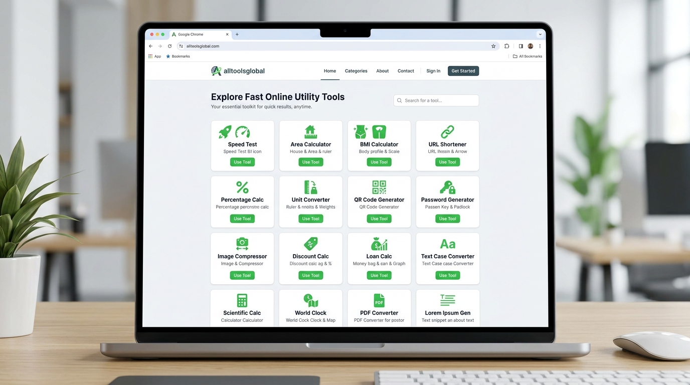 alltoolsglobal.com online utilities and web tools platform mockup